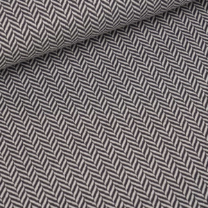 Jersey jacquard Bio Chevrons Anthracite- gris clair 1281