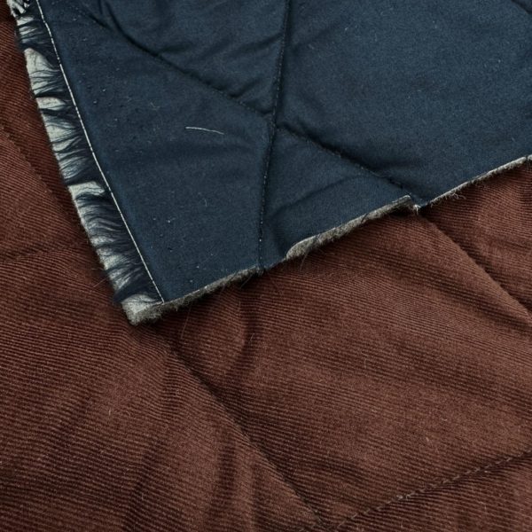 Matelassé double face coton bio et recyclé bleu / chocolat