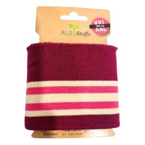 Bord côte de coton bio albstoffe bordeaux écru fuchsia 0395