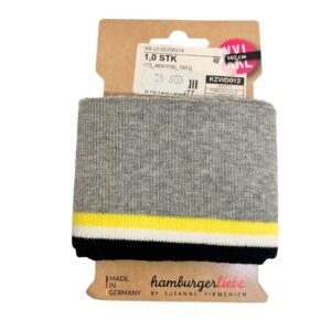 Bord côte de coton bio Albstoffe gris jaune écru noir 0395